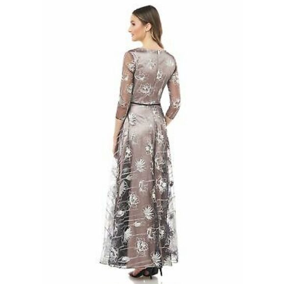 JS Collections Surplice Embroidered Gown dress Size 10 in Black nude - Picture 2 of 7